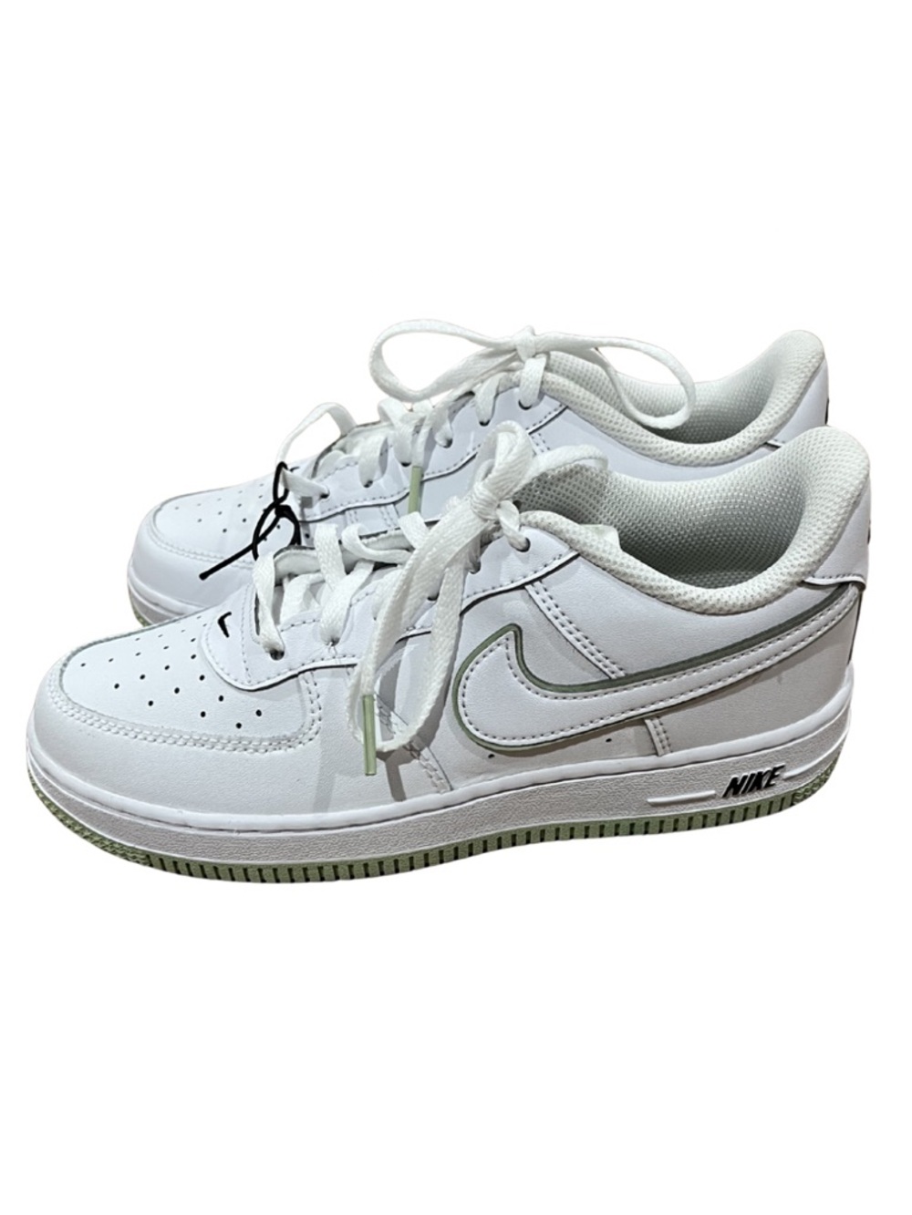Nike White Sneakers with Pale Green Accents